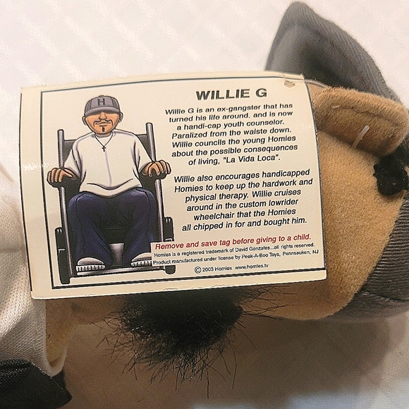 NWT Vintage Homies 2002  Willie G Plush Stuffed Toy Peek-a-Boo RARE W/Tag - Picture 7 of 8